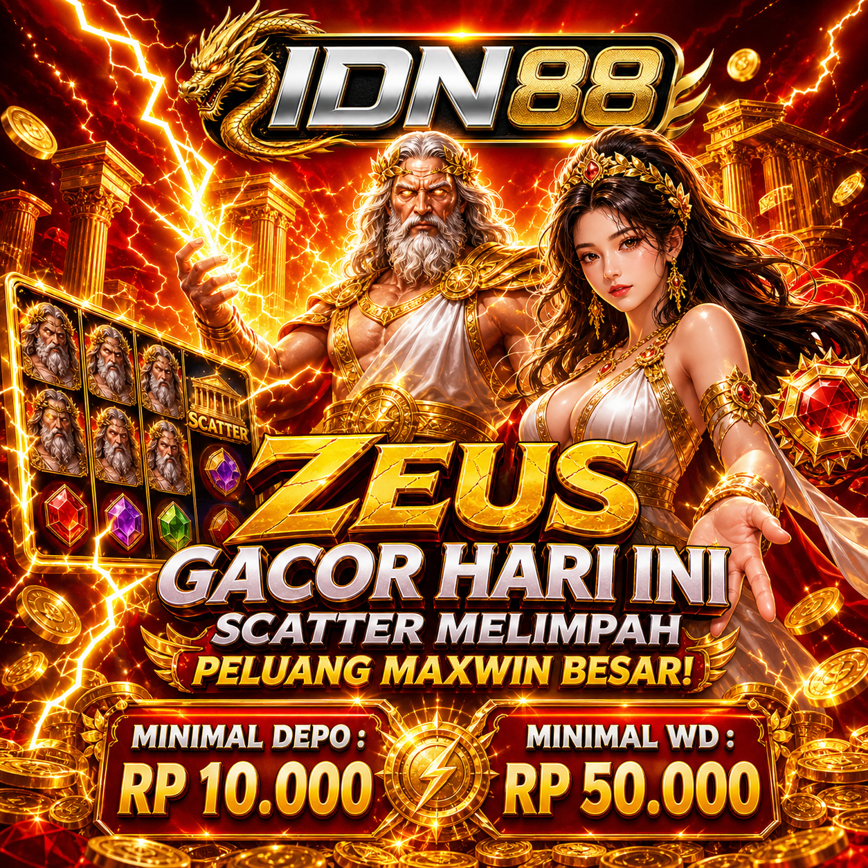 IDN88 | Slot Zeus Gacor Hari Ini dengan Scatter Melimpah dan Peluang Maxwin Besar 